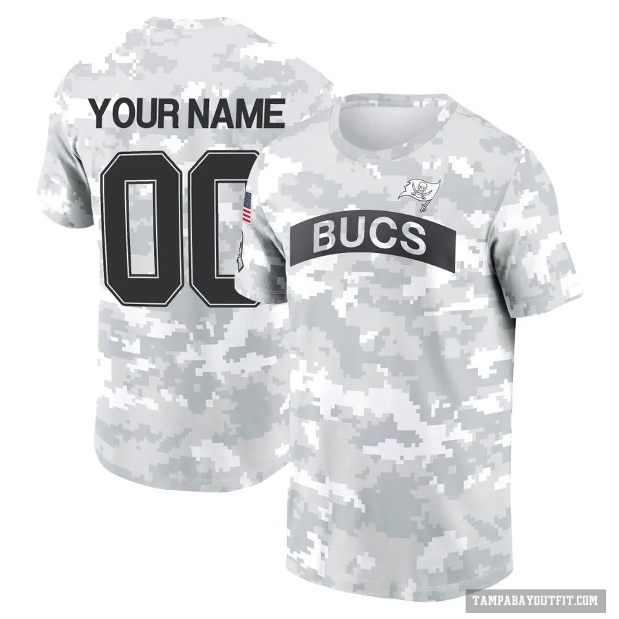 Men's ＃00 Custom Tampa Bay Buccaneers Camo Arctic 2024 Salute to Service Performance T-Shirt