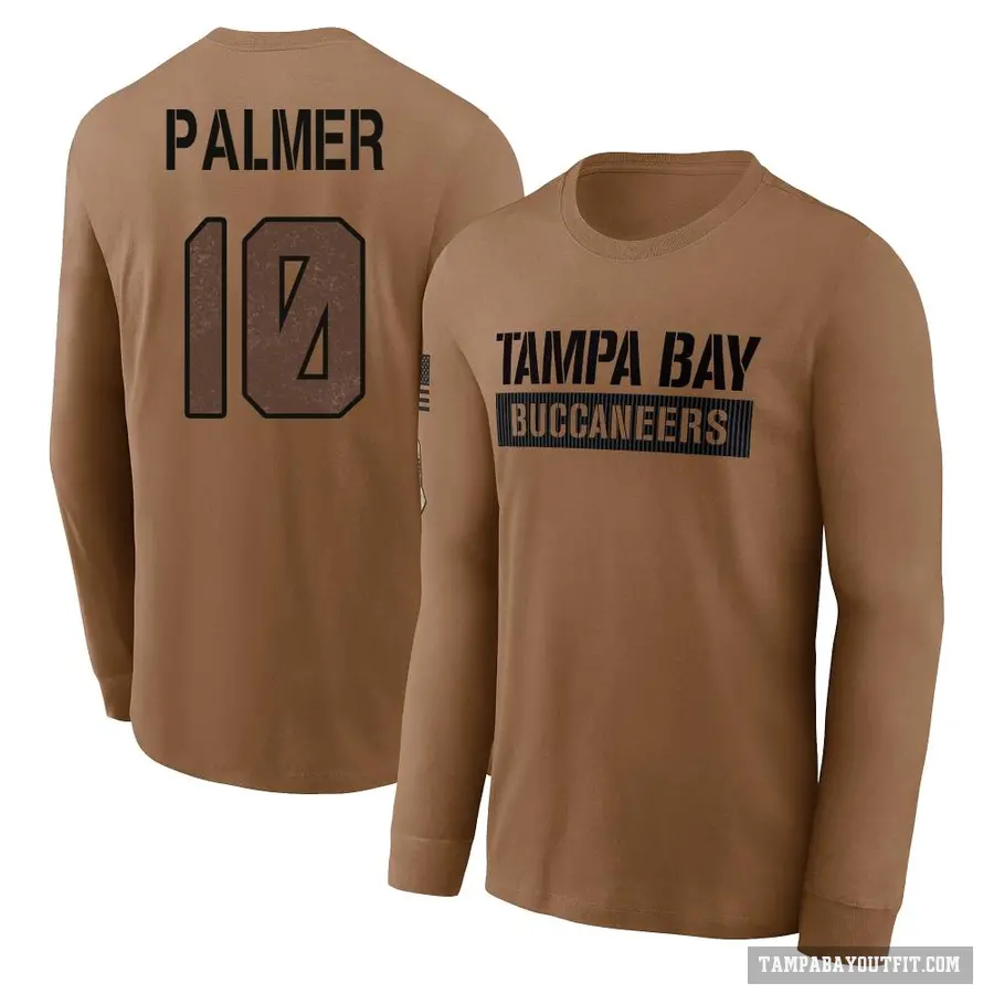 Men's ＃10 Trey Palmer Tampa Bay Buccaneers Brown 2023 Salute To Service Long Sleeve T-Shirt