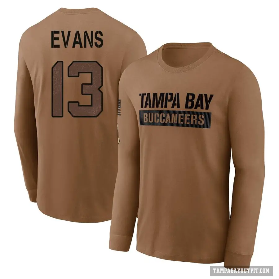 Men's ＃13 Mike Evans Tampa Bay Buccaneers Brown 2023 Salute To Service Long Sleeve T-Shirt