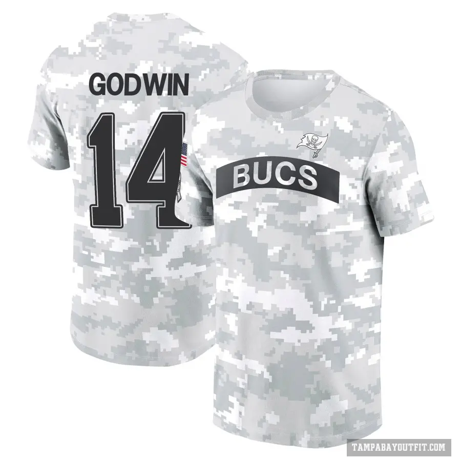 Men's ＃14 Chris Godwin Tampa Bay Buccaneers Camo Arctic 2024 Salute to Service Performance T-Shirt