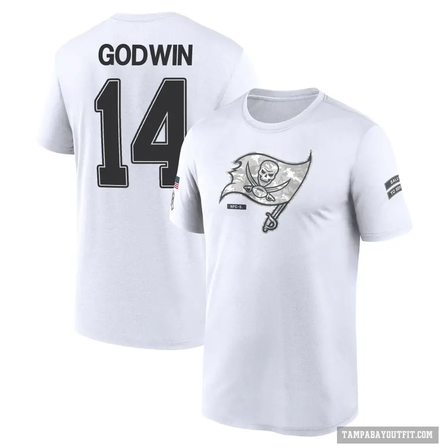Men's ＃14 Chris Godwin Tampa Bay Buccaneers White 2024 Salute to Service Performance T-Shirt