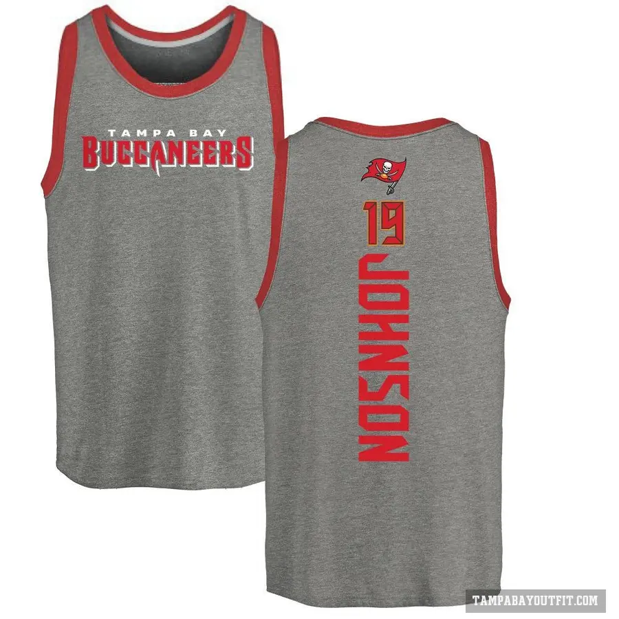 Men's ＃19 Kameron Johnson Tampa Bay Buccaneers Ash Backer Tank Top