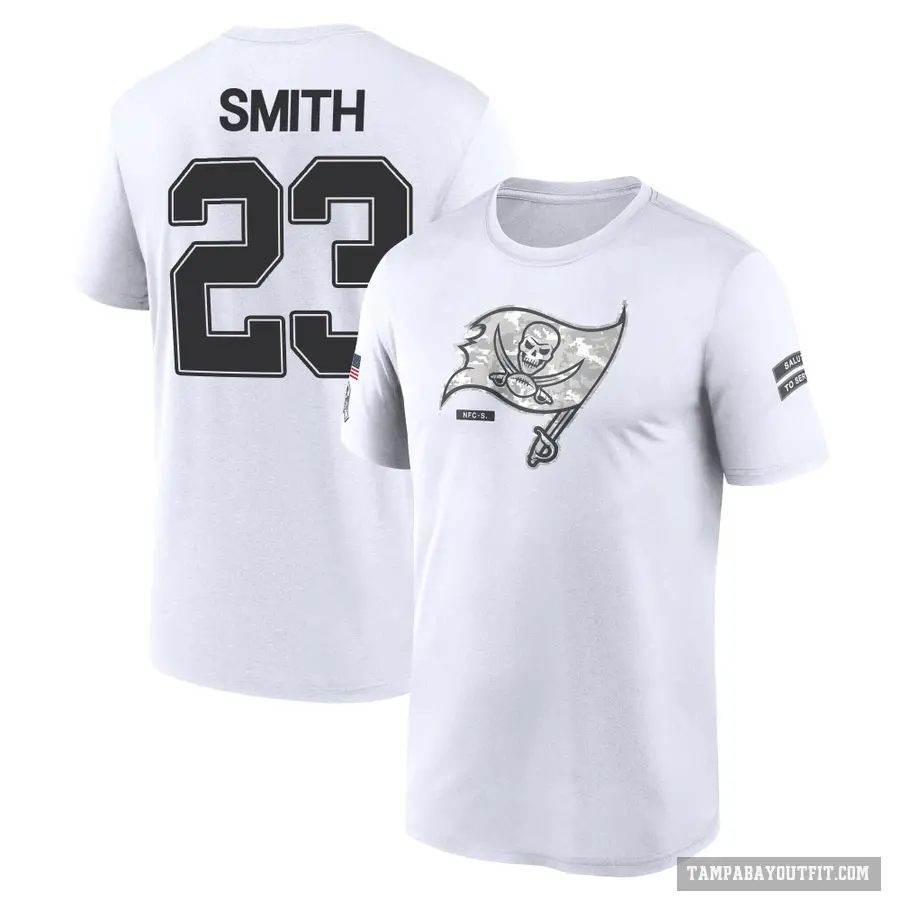 Men's ＃23 Tykee Smith Tampa Bay Buccaneers White 2024 Salute to Service Performance T-Shirt