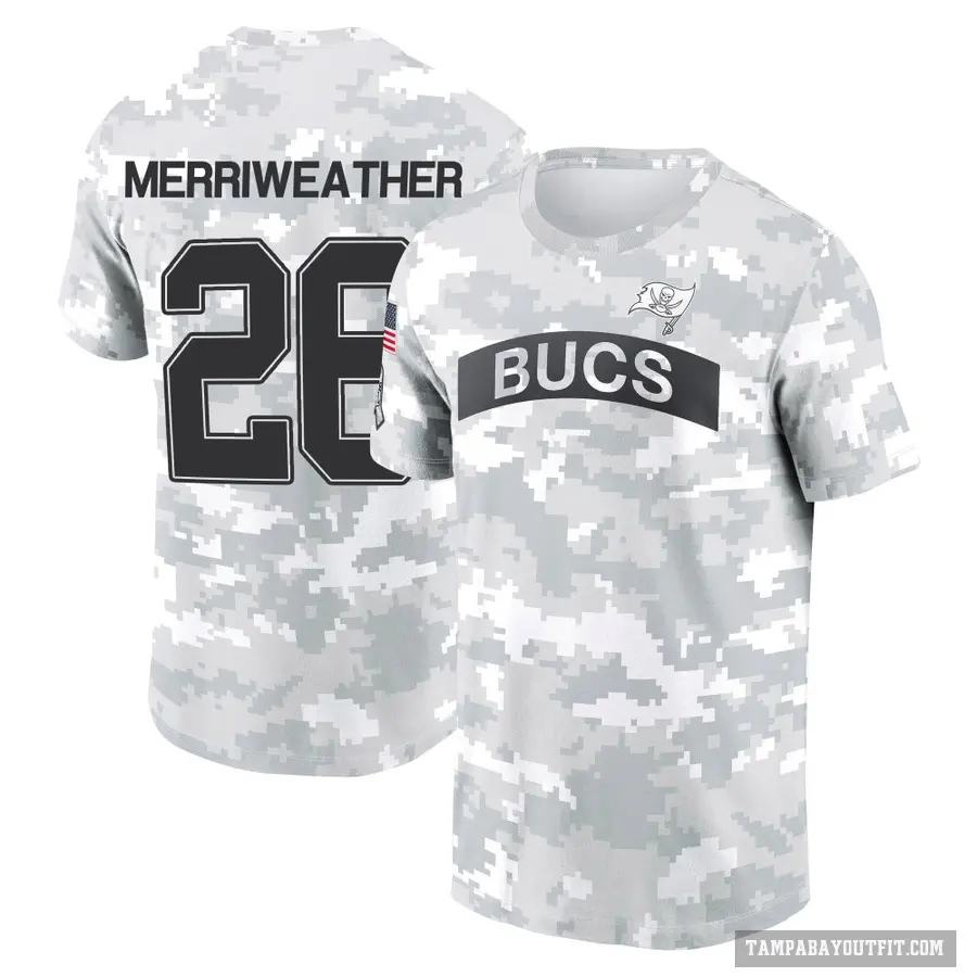 Men's ＃26 Kaevon Merriweather Tampa Bay Buccaneers Camo Arctic 2024 Salute to Service Performance T-Shirt