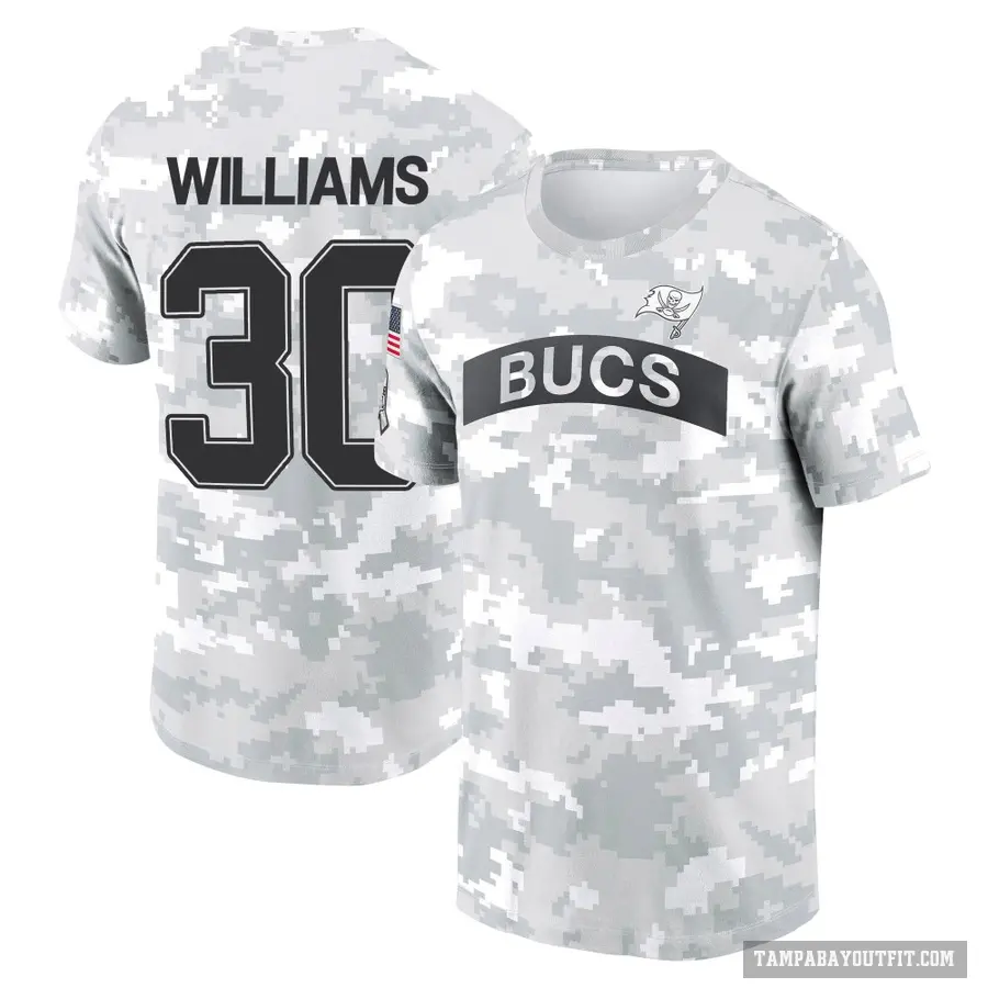 Men's ＃30 D.J. Williams Tampa Bay Buccaneers Camo Arctic 2024 Salute to Service Performance T-Shirt