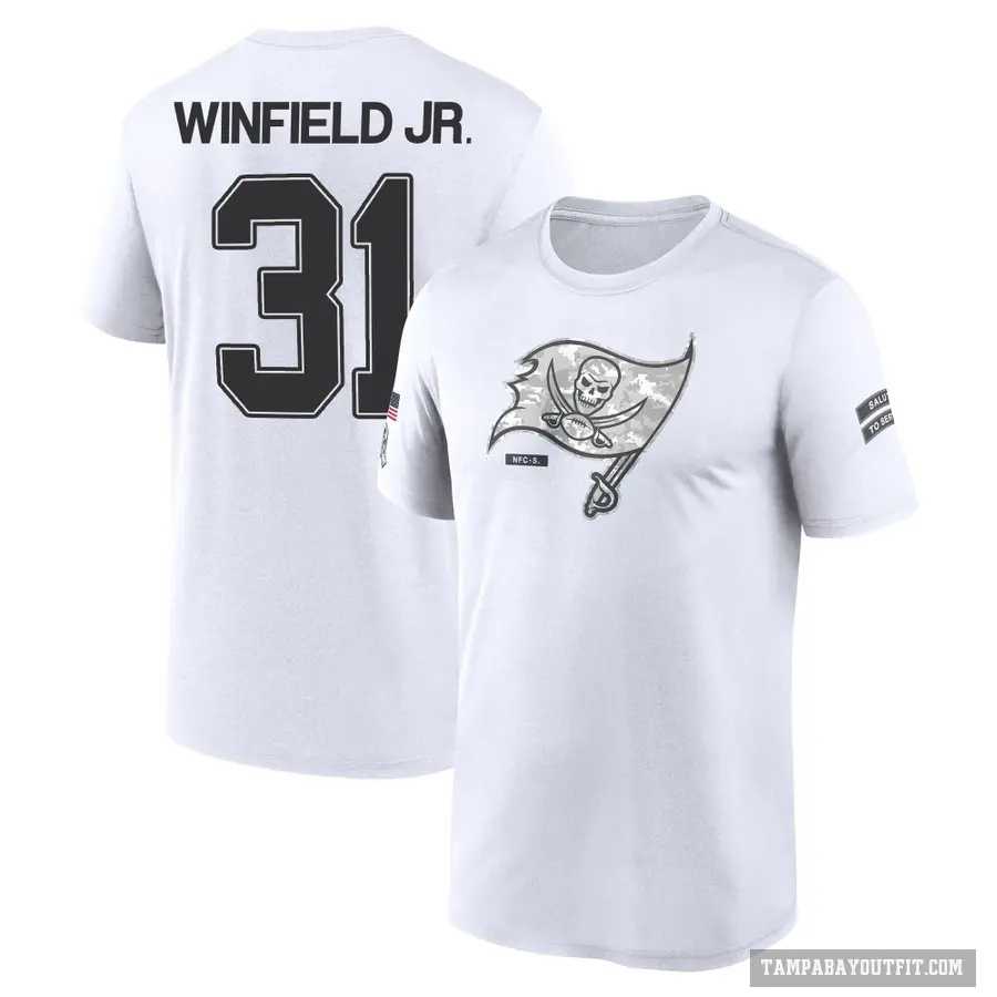 Men's ＃31 Antoine Winfield Jr. Tampa Bay Buccaneers White 2024 Salute to Service Performance T-Shirt