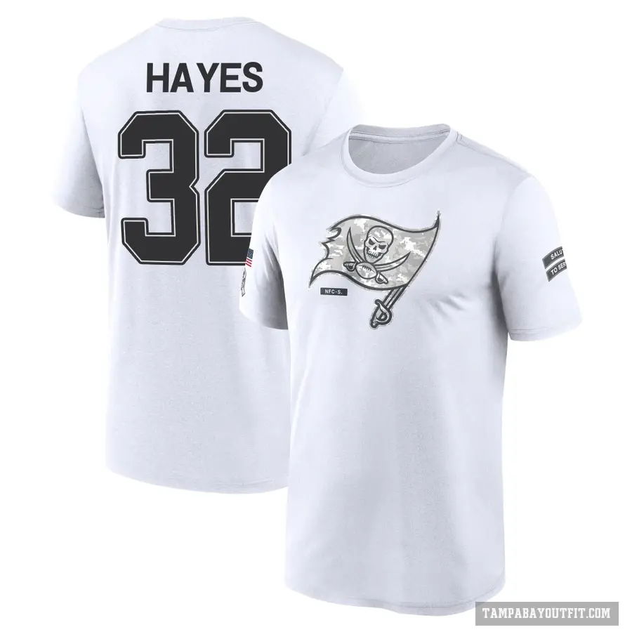 Men's ＃32 Josh Hayes Tampa Bay Buccaneers White 2024 Salute to Service Performance T-Shirt
