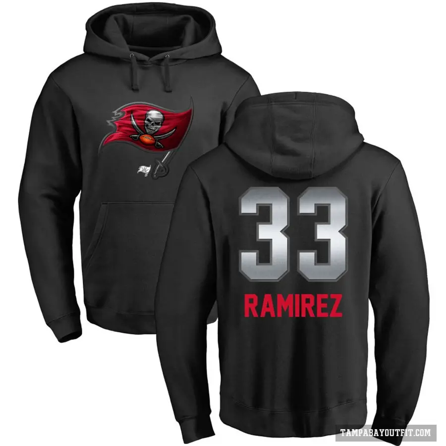Men's ＃33 Jose Ramirez Tampa Bay Buccaneers Black Midnight Mascot Pullover Hoodie