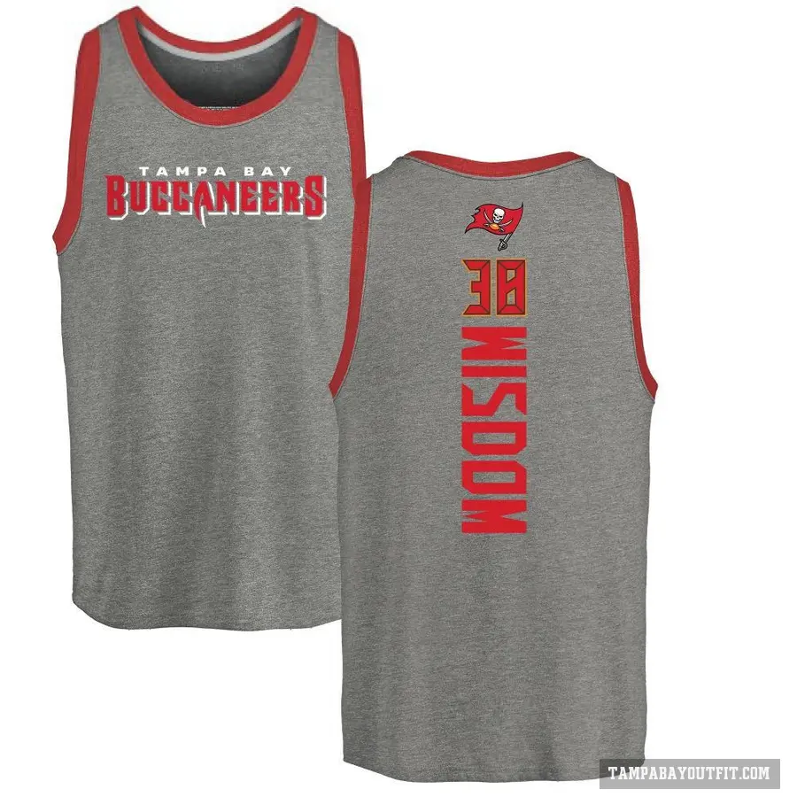 Men's ＃38 Rashad Wisdom Tampa Bay Buccaneers Ash Backer Tank Top