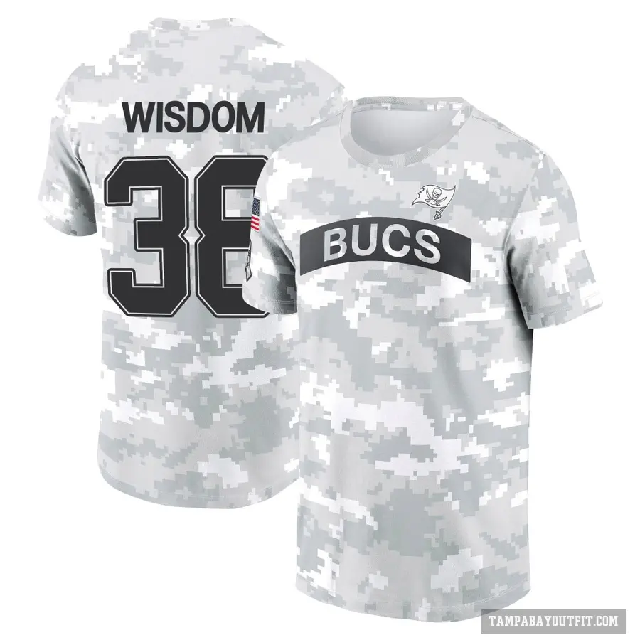 Men's ＃38 Rashad Wisdom Tampa Bay Buccaneers Camo Arctic 2024 Salute to Service Performance T-Shirt