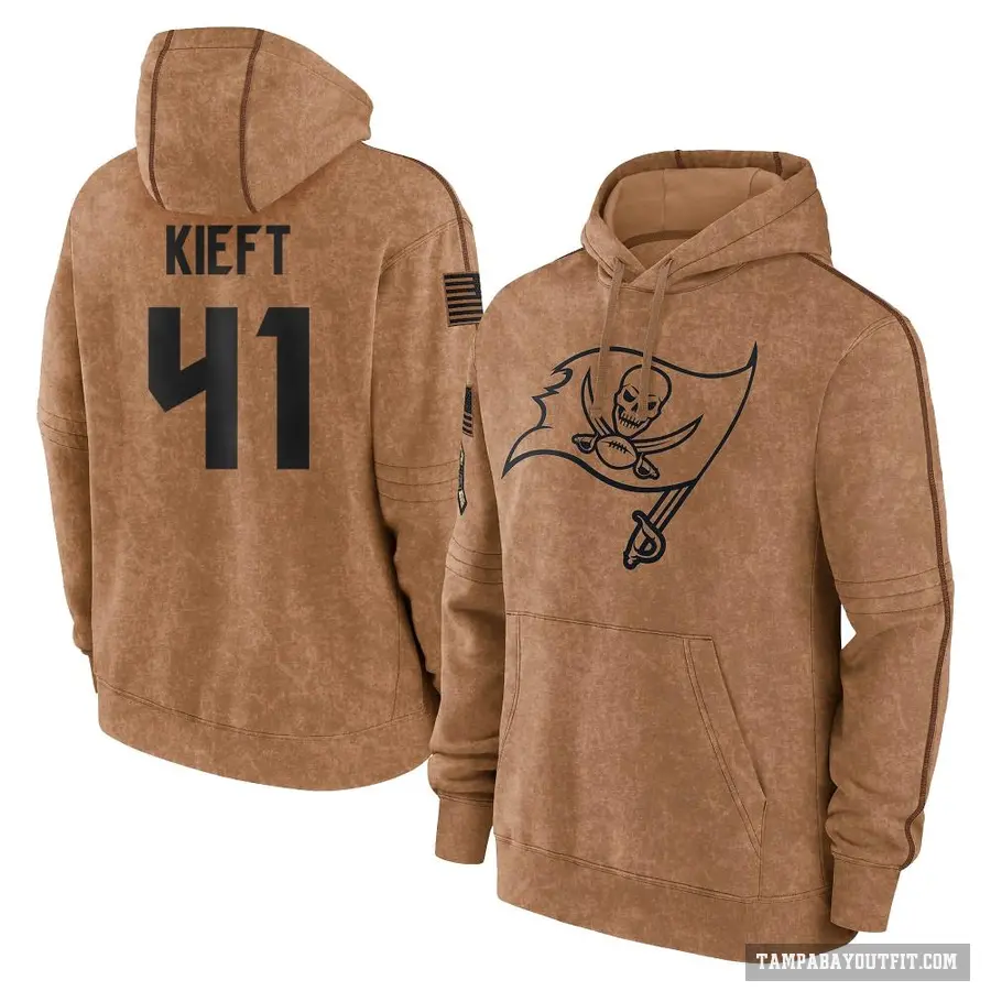 Men's ＃41 Ko Kieft Tampa Bay Buccaneers Brown 2023 Salute To Service Club Pullover Hoodie