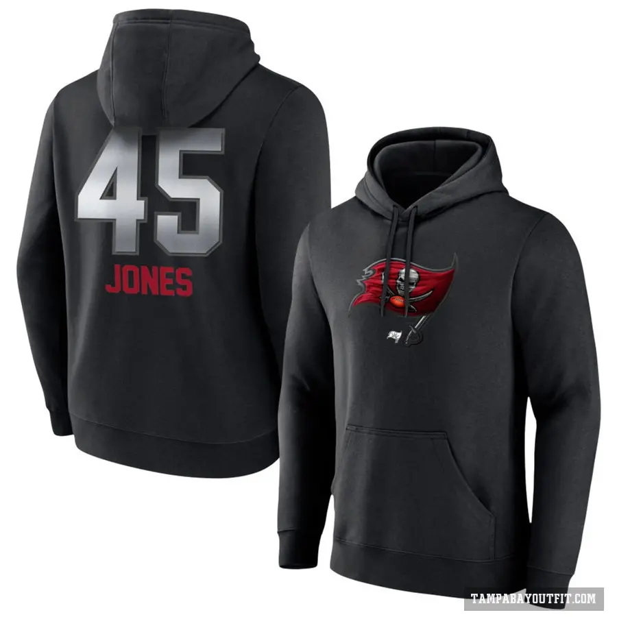 Men's ＃45 Deion Jones Tampa Bay Buccaneers Black Midnight Mascot Pullover Hoodie