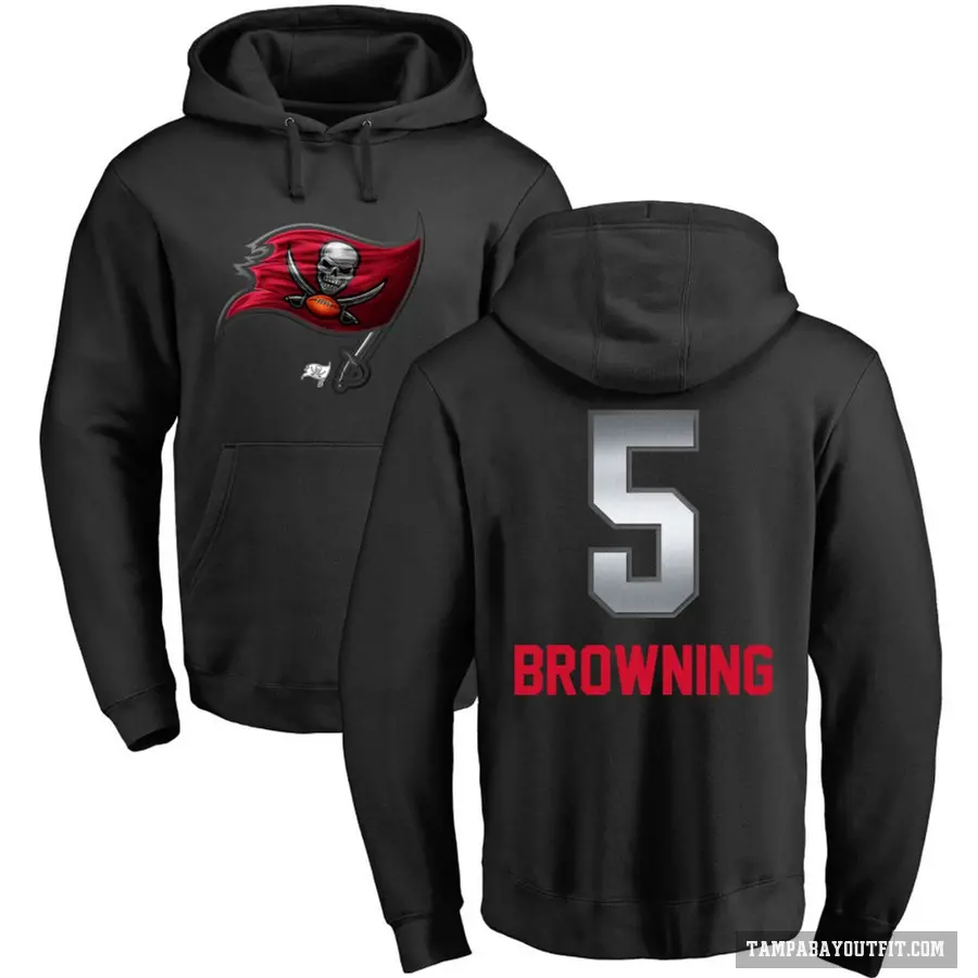 Men's ＃5 Jack Browning Tampa Bay Buccaneers Black Midnight Mascot Pullover Hoodie