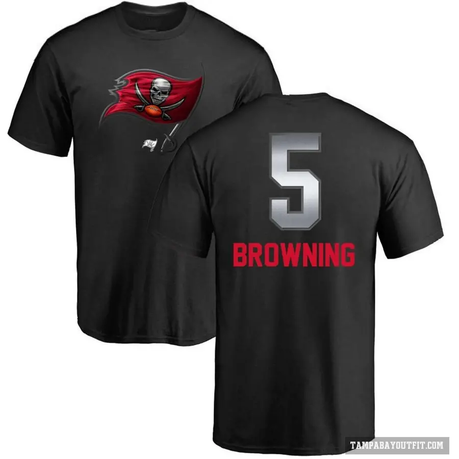Men's ＃5 Jack Browning Tampa Bay Buccaneers Black Midnight Mascot T-Shirt