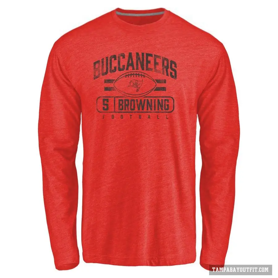 Men's ＃5 Jack Browning Tampa Bay Buccaneers Red Flanker Long Sleeve T-Shirt