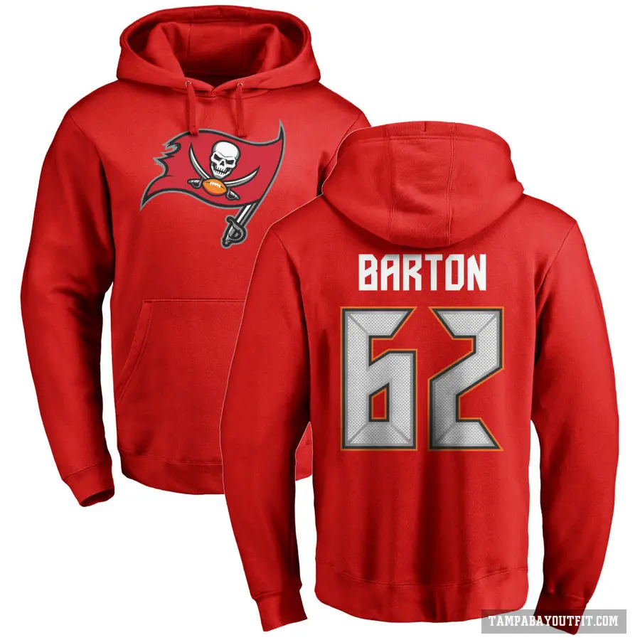 Men's ＃62 Graham Barton Tampa Bay Buccaneers Red Pro Line Logo Pullover Hoodie