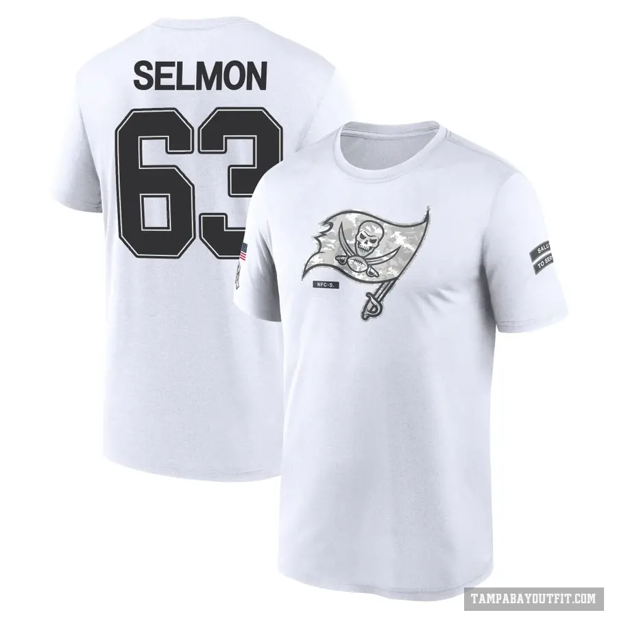 Men's ＃63 Lee Roy Selmon Tampa Bay Buccaneers White 2024 Salute to Service Performance T-Shirt