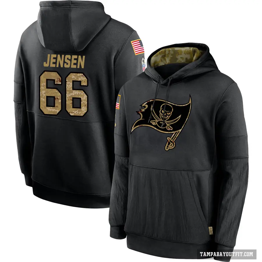Men's ＃66 Ryan Jensen Tampa Bay Buccaneers Black 2020 Salute to Service Sideline Performance Pullover Hoodie