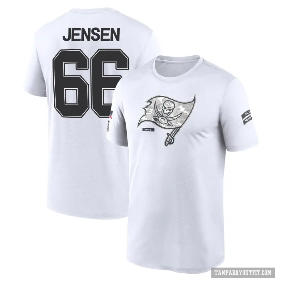 Men's ＃66 Ryan Jensen Tampa Bay Buccaneers White 2024 Salute to Service Performance T-Shirt