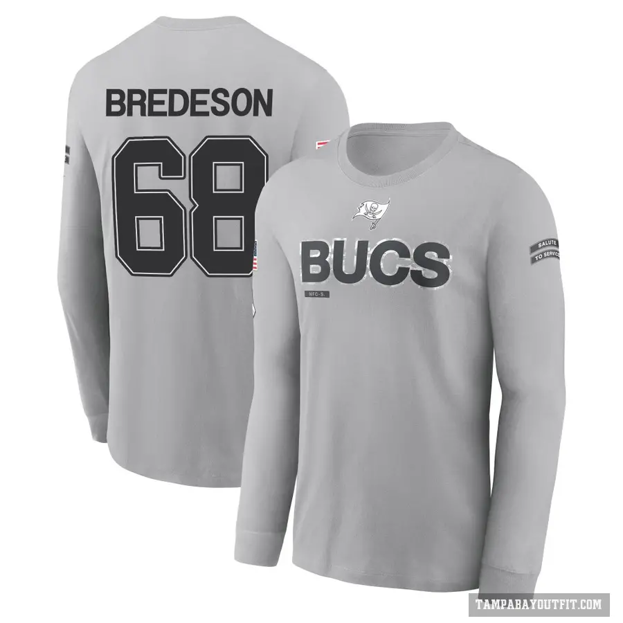 Men's ＃68 Ben Bredeson Tampa Bay Buccaneers Gray 2024 Salute to Service Long Sleeve T-Shirt