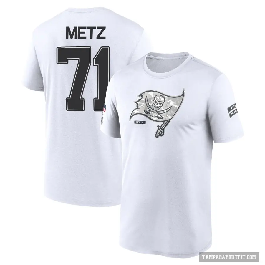 Men's ＃71 Lorenz Metz Tampa Bay Buccaneers White 2024 Salute to Service Performance T-Shirt