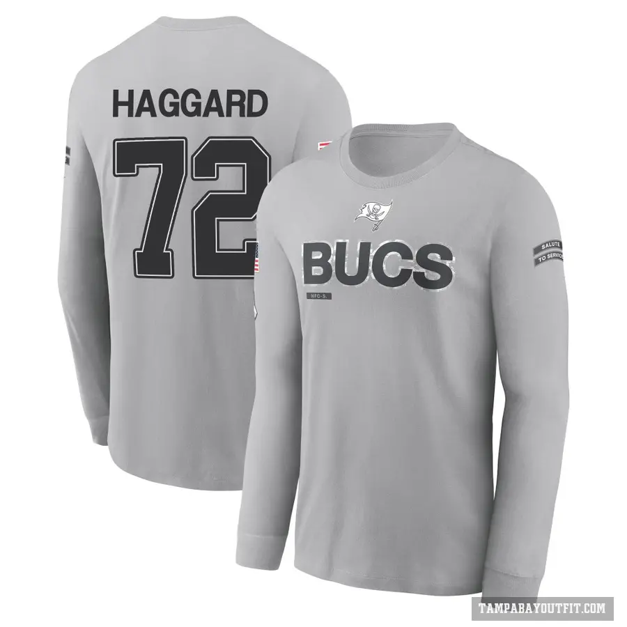 Men's ＃72 Luke Haggard Tampa Bay Buccaneers Gray 2024 Salute to Service Long Sleeve T-Shirt