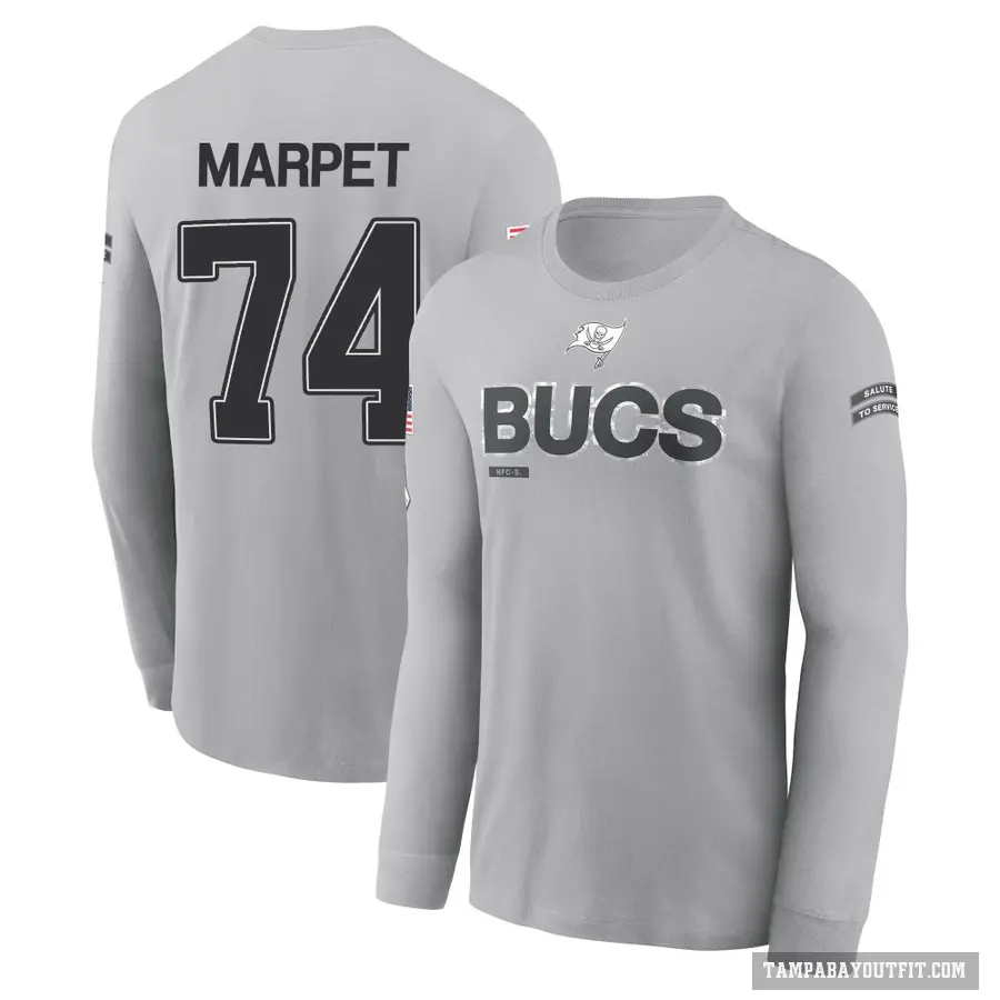 Men's ＃74 Ali Marpet Tampa Bay Buccaneers Gray 2024 Salute to Service Long Sleeve T-Shirt