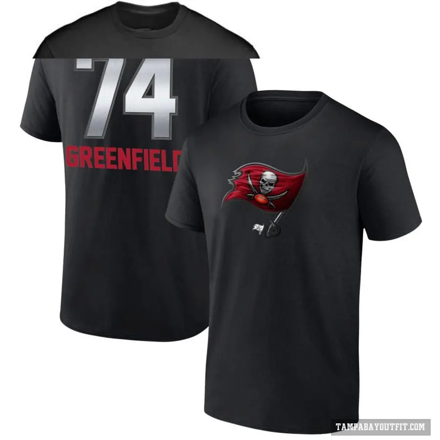 Men's ＃74 Garret Greenfield Tampa Bay Buccaneers Green Midnight Mascot T-Shirt Black