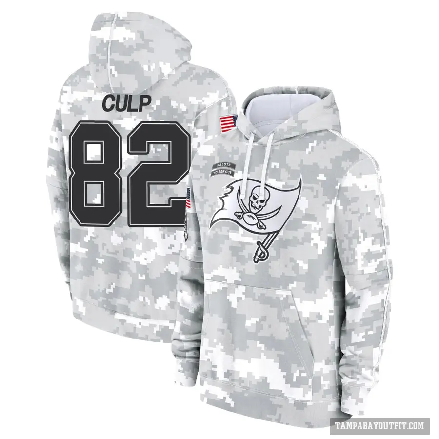 Men's ＃82 Devin Culp Tampa Bay Buccaneers Arctic Camo 2024 Salute to Service Club Fleece Pullover Hoodie
