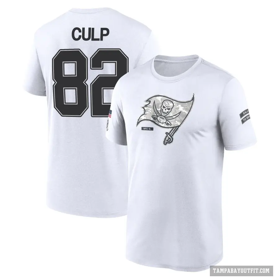Men's ＃82 Devin Culp Tampa Bay Buccaneers White 2024 Salute to Service Performance T-Shirt