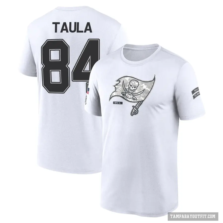 Men's ＃84 Tanner Taula Tampa Bay Buccaneers White 2024 Salute to Service Performance T-Shirt