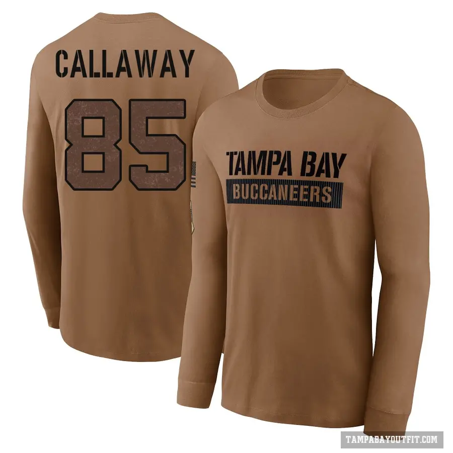 Men's ＃85 Marquez Callaway Tampa Bay Buccaneers Brown 2023 Salute To Service Long Sleeve T-Shirt