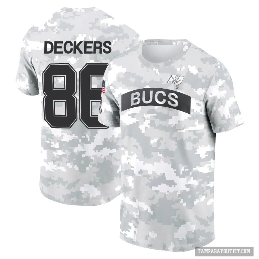 Men's ＃86 Evan Deckers Tampa Bay Buccaneers Camo Arctic 2024 Salute to Service Performance T-Shirt