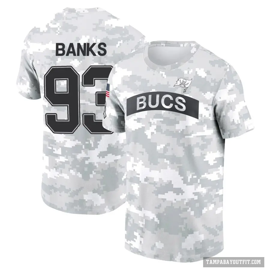 Men's ＃93 Eric Banks Tampa Bay Buccaneers Camo Arctic 2024 Salute to Service Performance T-Shirt