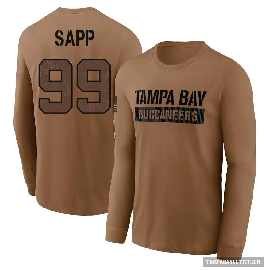Men's ＃99 Warren Sapp Tampa Bay Buccaneers Brown 2023 Salute To Service Long Sleeve T-Shirt