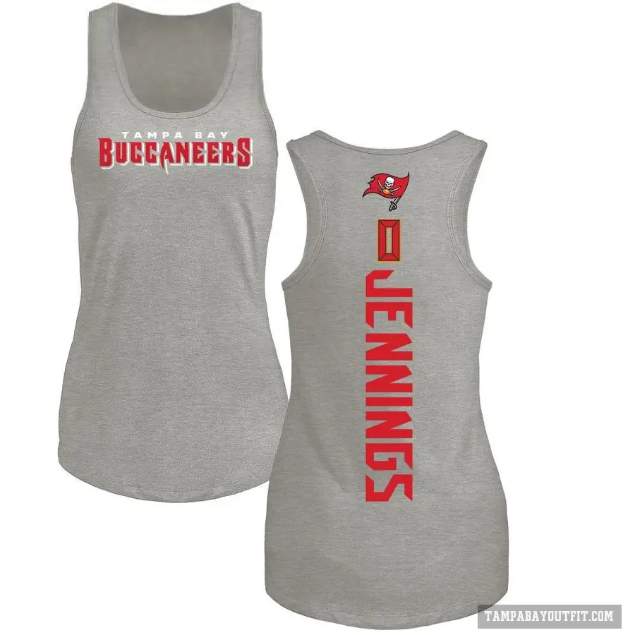 Women's ＃0 Deion Jennings Tampa Bay Buccaneers Ash Backer Tank Top