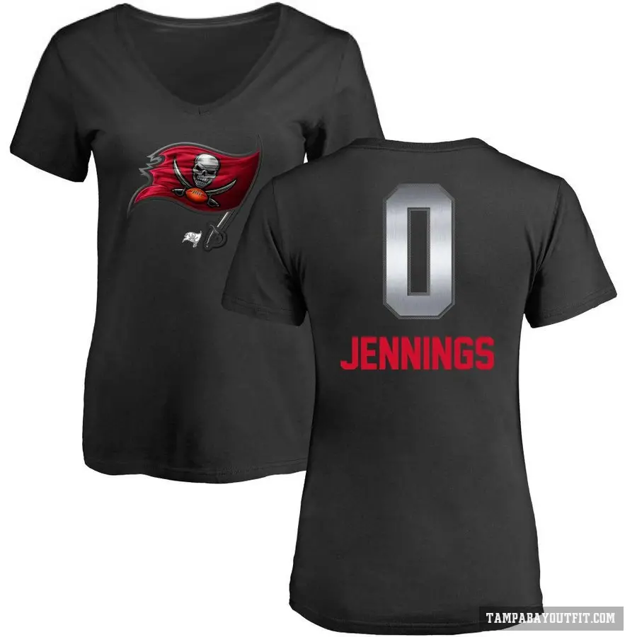 Women's ＃0 Deion Jennings Tampa Bay Buccaneers Black Midnight Mascot T-Shirt