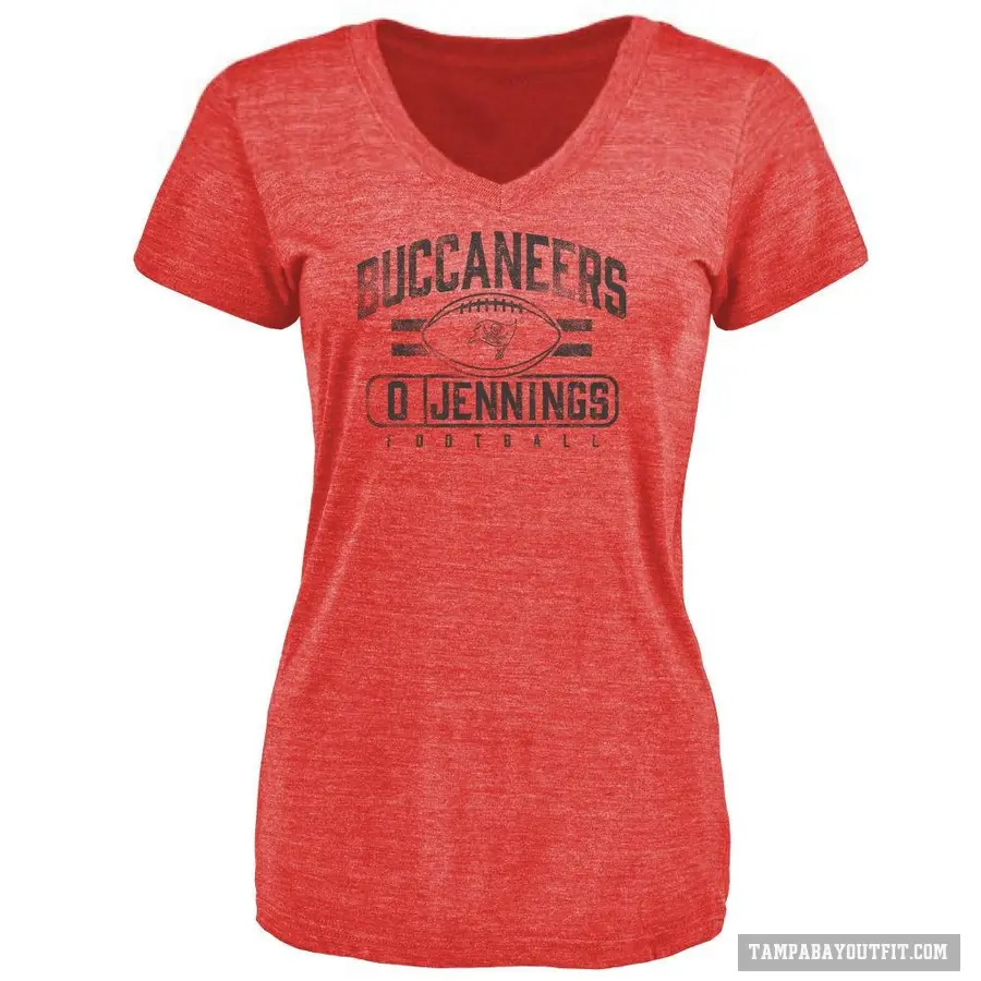 Women's ＃0 Deion Jennings Tampa Bay Buccaneers Red Flanker T-Shirt