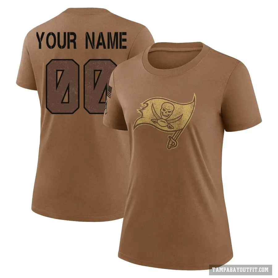 Women's ＃00 Custom Tampa Bay Buccaneers Brown 2023 Salute To Service Performance T-Shirt