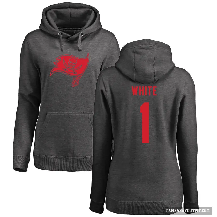 Women's ＃1 Rachaad White Tampa Bay Buccaneers Pro Line by Branded Ash One Color Pullover Hoodie