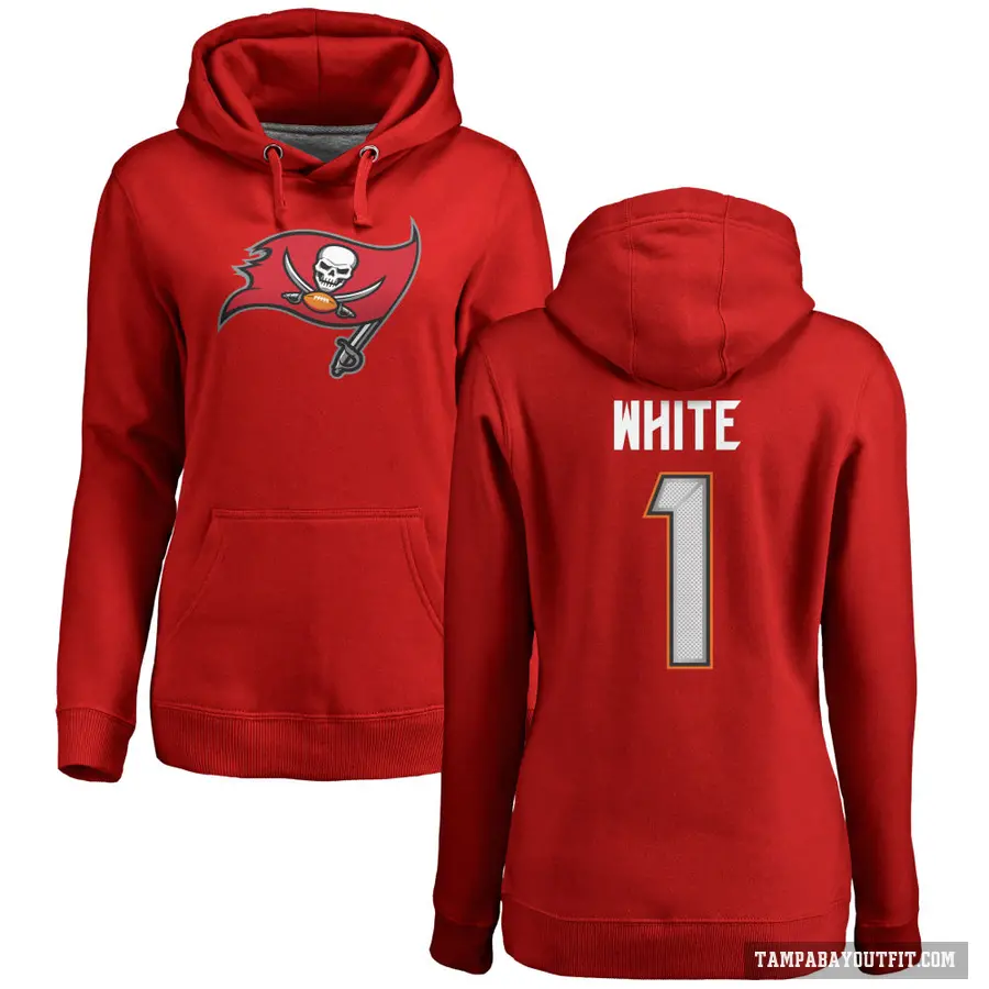 Women's ＃1 Rachaad White Tampa Bay Buccaneers Red Pro Line Logo Pullover Hoodie