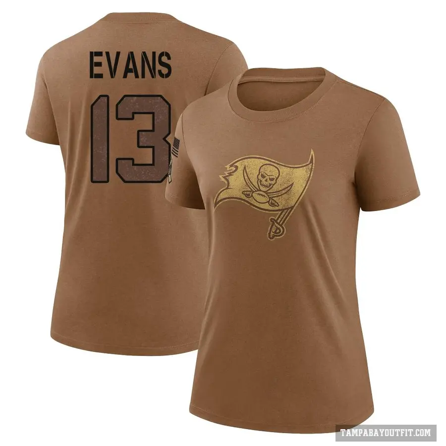 Women's ＃13 Mike Evans Tampa Bay Buccaneers Brown 2023 Salute To Service Performance T-Shirt