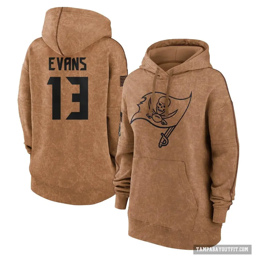 Women's ＃13 Mike Evans Tampa Bay Buccaneers Brown 2023 Salute To Service Pullover Hoodie