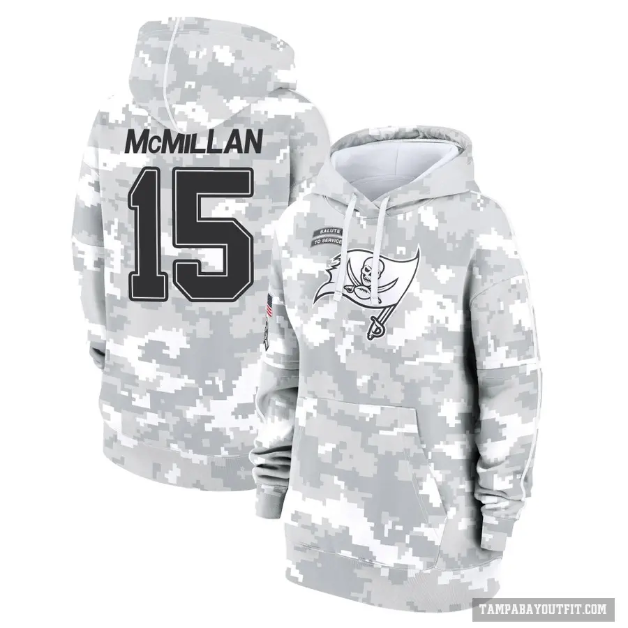 Women's ＃15 Jalen McMillan Tampa Bay Buccaneers Arctic Camo 2024 Salute to Service Club Fleece Pullover Hoodie