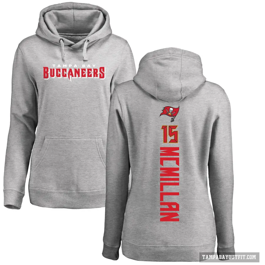 Women's ＃15 Jalen McMillan Tampa Bay Buccaneers Pro Line Ash Backer Pullover Hoodie