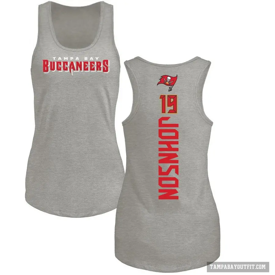 Women's ＃19 Kameron Johnson Tampa Bay Buccaneers Ash Backer Tank Top