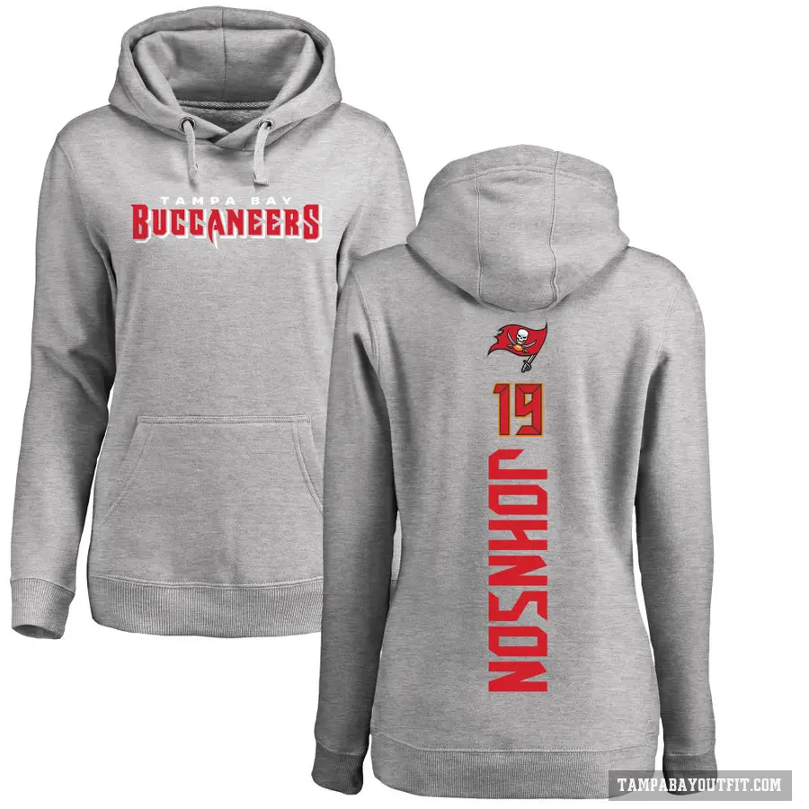 Women's ＃19 Kameron Johnson Tampa Bay Buccaneers Pro Line Ash Backer Pullover Hoodie