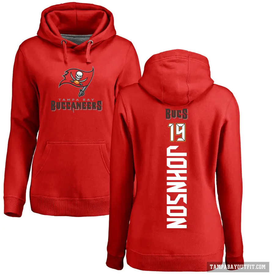 Women's ＃19 Kameron Johnson Tampa Bay Buccaneers Red Pro Line Backer Pullover Hoodie