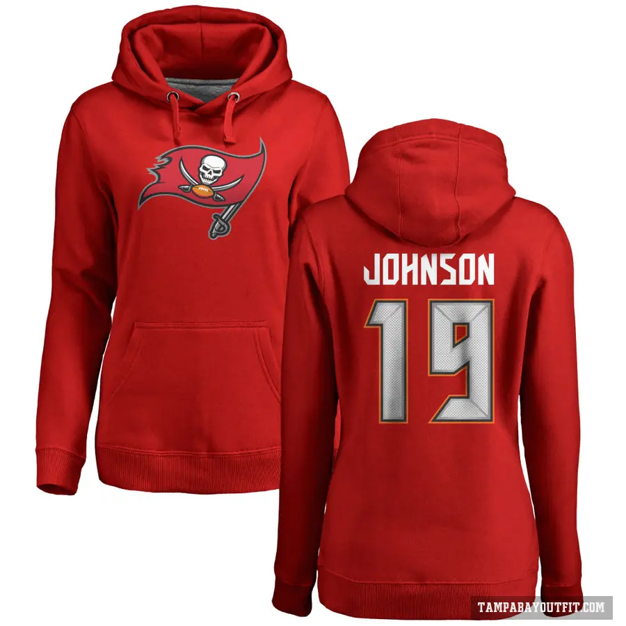 Women's ＃19 Kameron Johnson Tampa Bay Buccaneers Red Pro Line Logo Pullover Hoodie