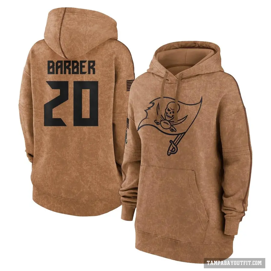 Women's ＃20 Ronde Barber Tampa Bay Buccaneers Brown 2023 Salute To Service Pullover Hoodie